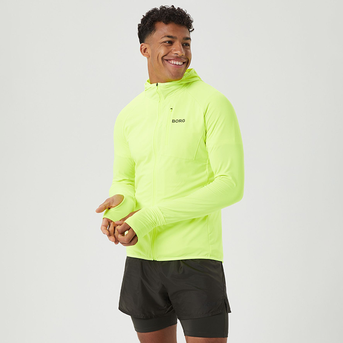 Borg Running Mid Layer Hood, Safety Yellow