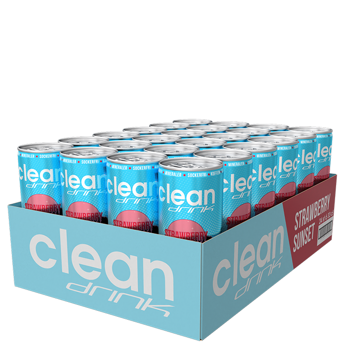 24 x Clean Drink 330 ml Strawberry/Cherry Sunset