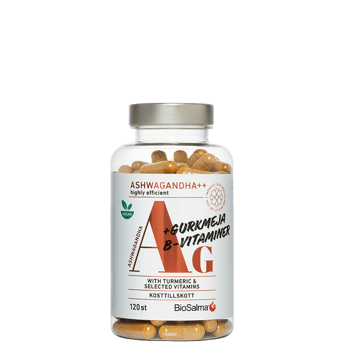 Ashwagandha + Gurkmeja B-vitaminer 120 kapslar