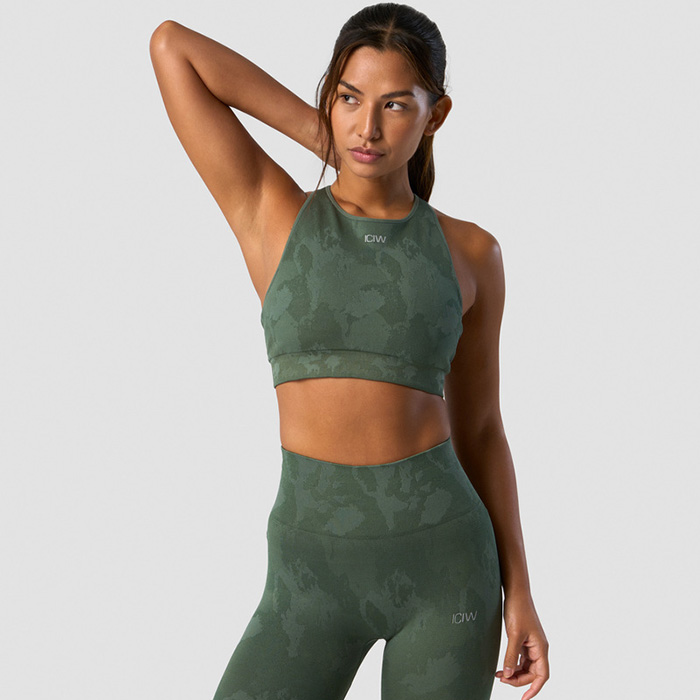 ICANIWILL Camo Seamless Sports Bra Green