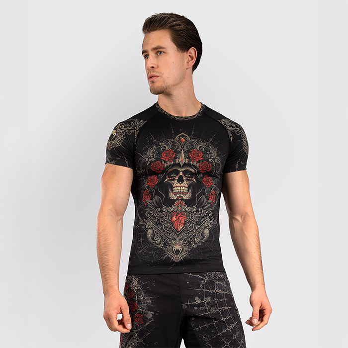 Santa Muerte 5.0 Kortärmad Rashguard Svart Guld