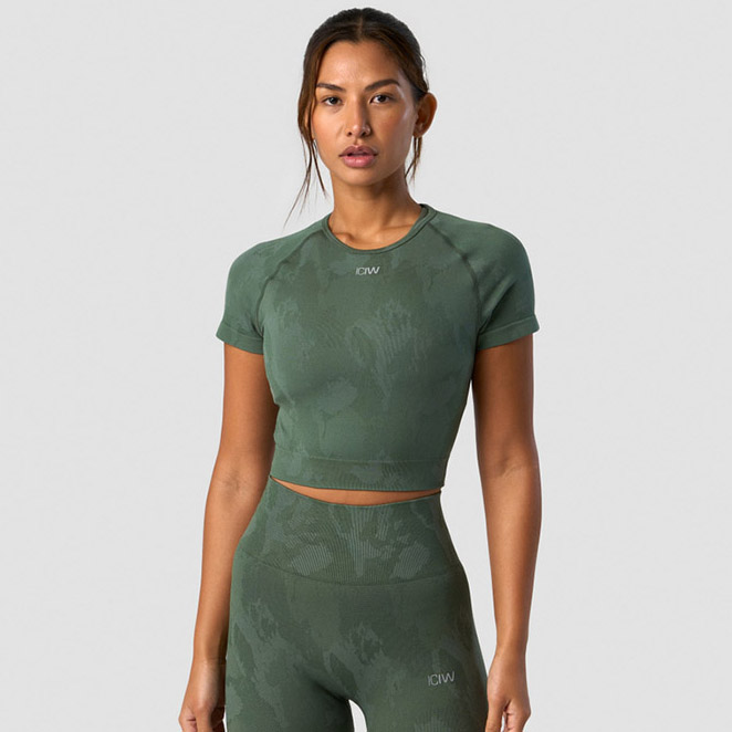 ICANIWILL Camo Seamless Cropped T-shirt Green